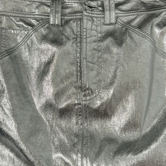 A.L.C.Alden Vegan Leather Midi Pencil Skirt Silver Metallic size 6 - Picture 15 of 17